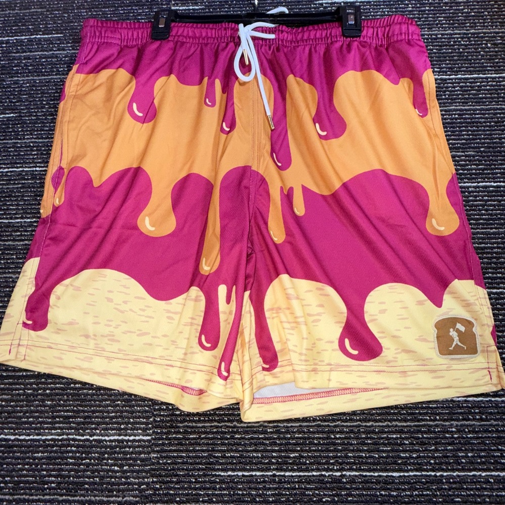 Baseballism PB & Jammed Mesh Shorts Mens 2XL Purple Orange NEW Drip Graphic